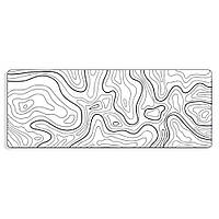 Килимок для миші та клавіатури з топографічним візерунком та з прошитими краями монохромний 800х300х3 мм Білий