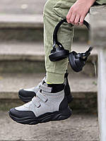 Дитячі зимові сірі шкіряні ортопедичні черевики з супінатором 27 розмір, фото 2