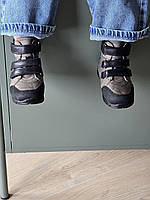 Дитячі сірі шкіряні ортопедичні черевики на липучках на девочку на флісі 25 р, фото 5