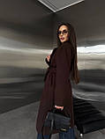 Жіноче кашемірове пальто з поясом на підкладці шоколад 42-44, 46-48, фото 7