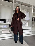 Жіноче кашемірове пальто з поясом на підкладці шоколад 42-44, 46-48, фото 6