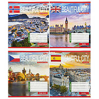 Зошит шкільний 18 аркушів лінія, серія "Прекрасне місто", білизна 100%