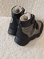Дитячі зимові шкіряні ортопедичні черевики на липучках 33 розмір, фото 6
