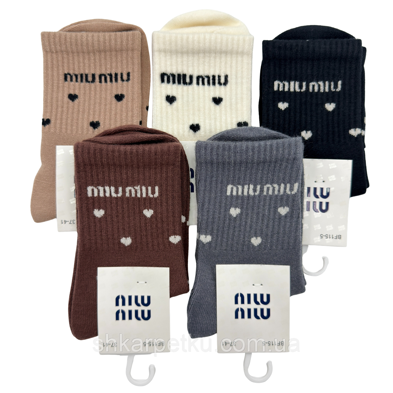 Жіночі високі тонкі зимові шкарпетки Miu Miu кашемірові з високою резинкою 10 пар/уп, фото 1