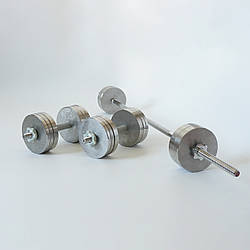 Комплект: пряма штанга та гантелі Металеві без покриття 65 кг