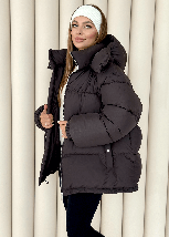 Стильний жіночий пуховик Шелл у  шоколадному кольорі р.XS–XL, фото 2