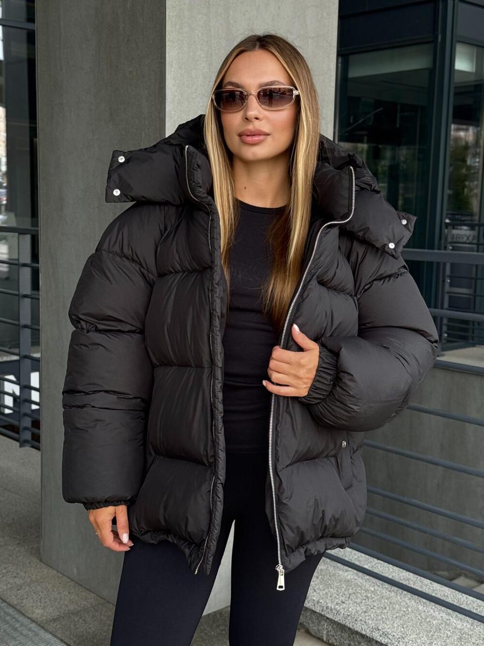 Стильний жіночий пуховик Шелл у чорному кольорі р.XS–XL