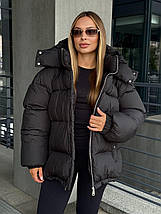 Стильний жіночий пуховик Шелл у  шоколадному кольорі р.XS–XL, фото 5