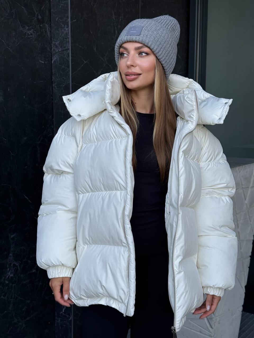 Стильний жіночий пуховик Шелл у білому кольорі р.XS–XL