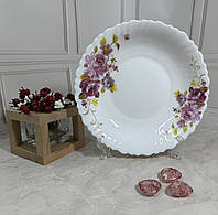 Helios 3012 тарілка супова склокерамічна 210 мм біла з декором