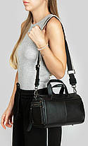 Сумка клатч жіноча шкіряна на одну змійку блискавку відділ маленька чорна на плече модна з кишенею Alex Rai 39049, фото 3