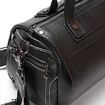 Сумка клатч жіноча шкіряна на одну змійку блискавку відділ маленька чорна на плече модна з кишенею Alex Rai 39049, фото 2