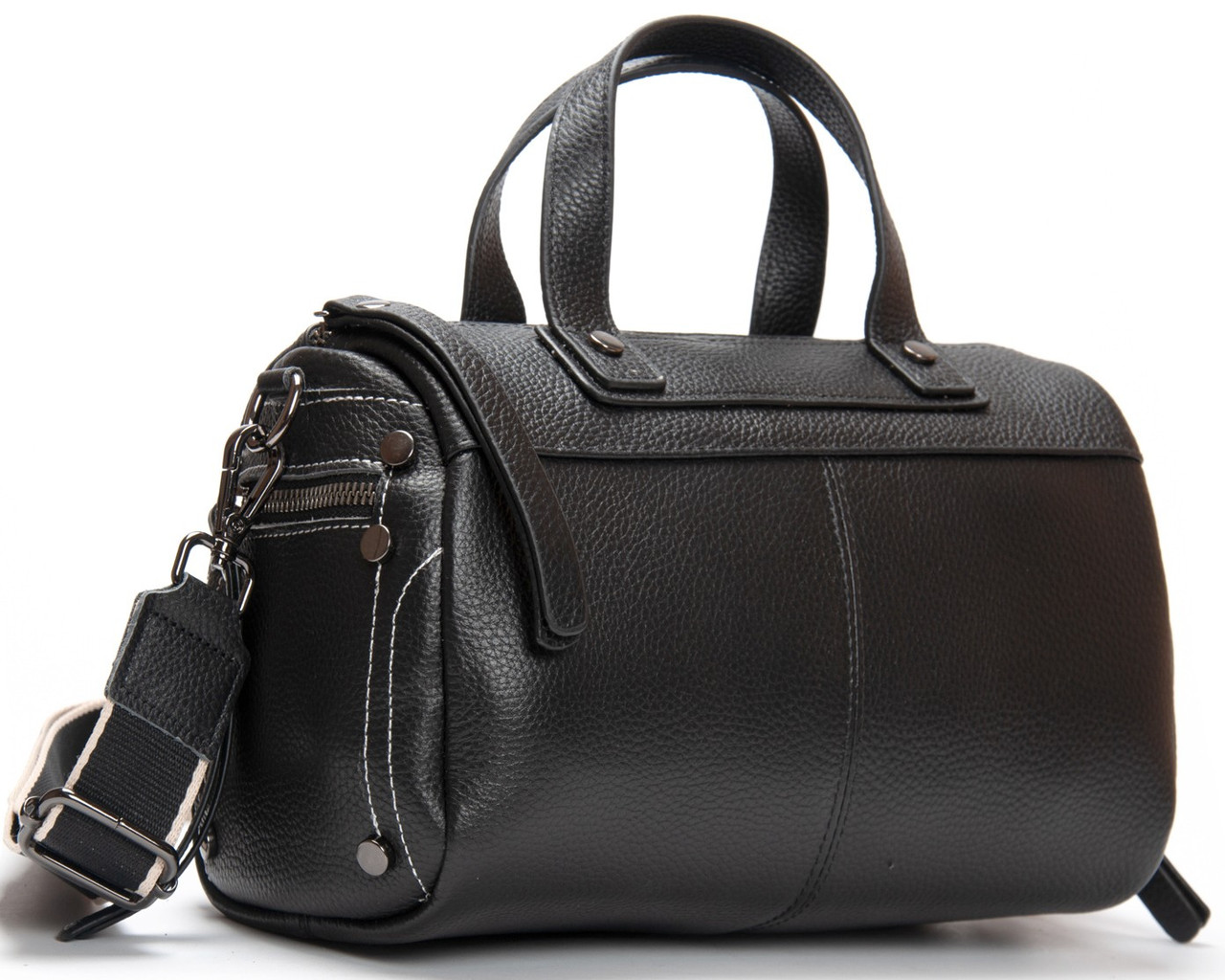 Сумка клатч жіноча шкіряна на одну змійку блискавку відділ маленька чорна на плече модна з кишенею Alex Rai 39049