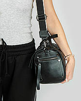 Сумка клатч жіноча шкіряна на одну змійку блискавку відділ маленька чорна на плече модна з кишенею Alex Rai 39049, фото 4