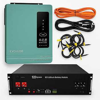 Комплект: 6.2 кВт Гібридний інвертор ANERN + 3.6 кВт акумулятор Dyness В3, 75А, резервне живлення для дому та офісу