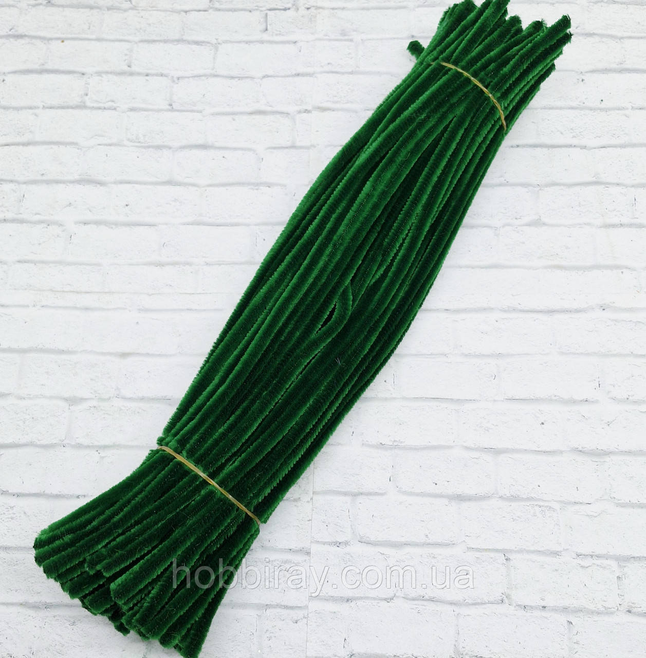 Синельний дріт. Пухнастий дріт. Довжина 30см. 10шт. Колір темний зелений., фото 1