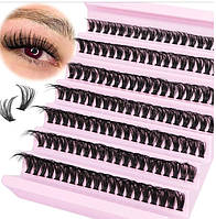 Накладні пучкові вії для приклеювання клеєм у домашніх умовах 8 -16 мм / Вигин 40 D/ 140 шт