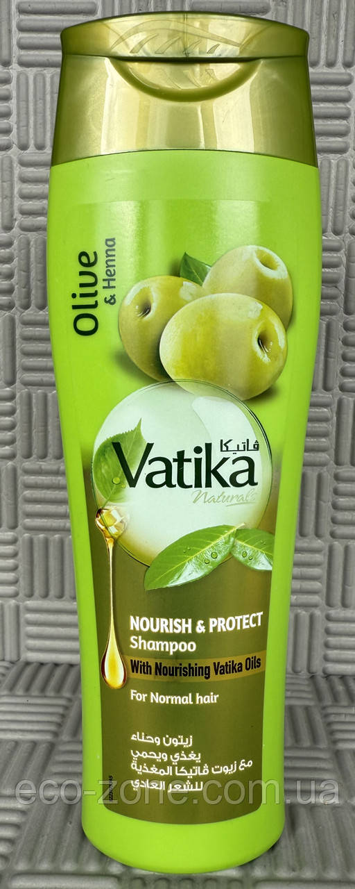 Шампунь Ватіка з оливковою олією та хною, для живлення та захисту Дабур 200мл. Строк 05/2027, фото 1