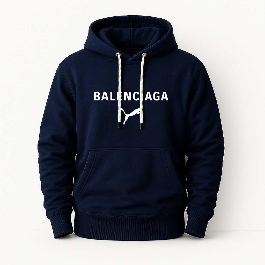 Худі Puma-Balenciaga темно-синя тепла м’яка якісна на флісі, фото 1