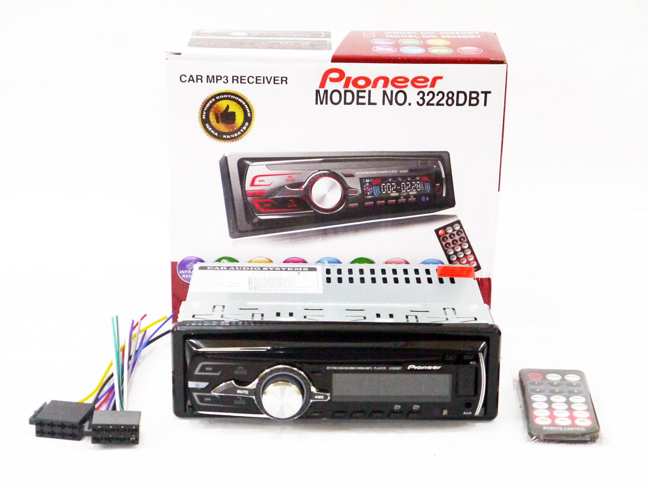 Автомагнітола 3228 DBT Bluetooth — Usb+RGB підсвітка + Fm + Aux + пульт