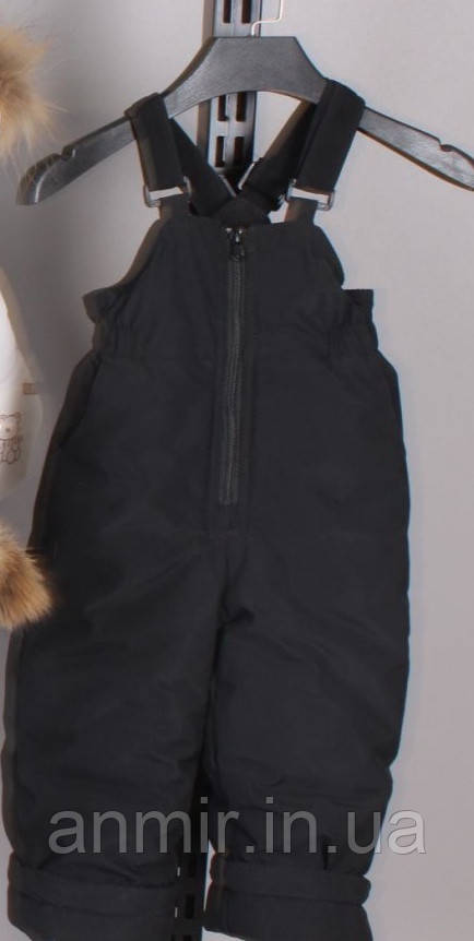 Зимові штани-напівкомбез дитячі на флісі для хлопчика 1-5 років.колір чорний