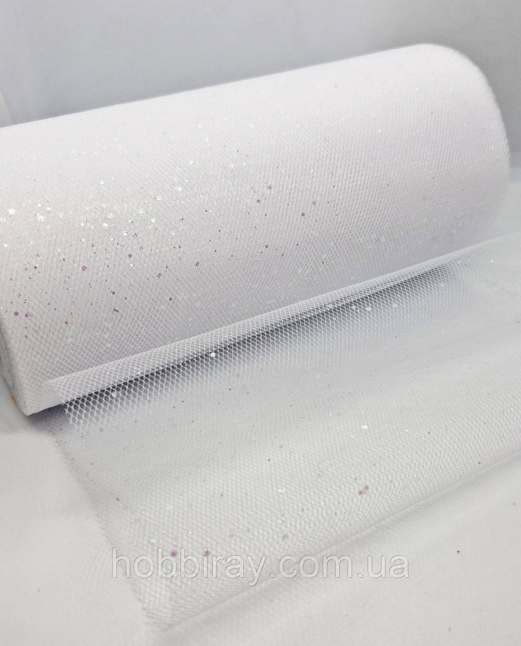 Фатин із блискітками. Блискітки хамелеон. Ширина 15 см. Довжина 1 м. Колір білий., фото 1
