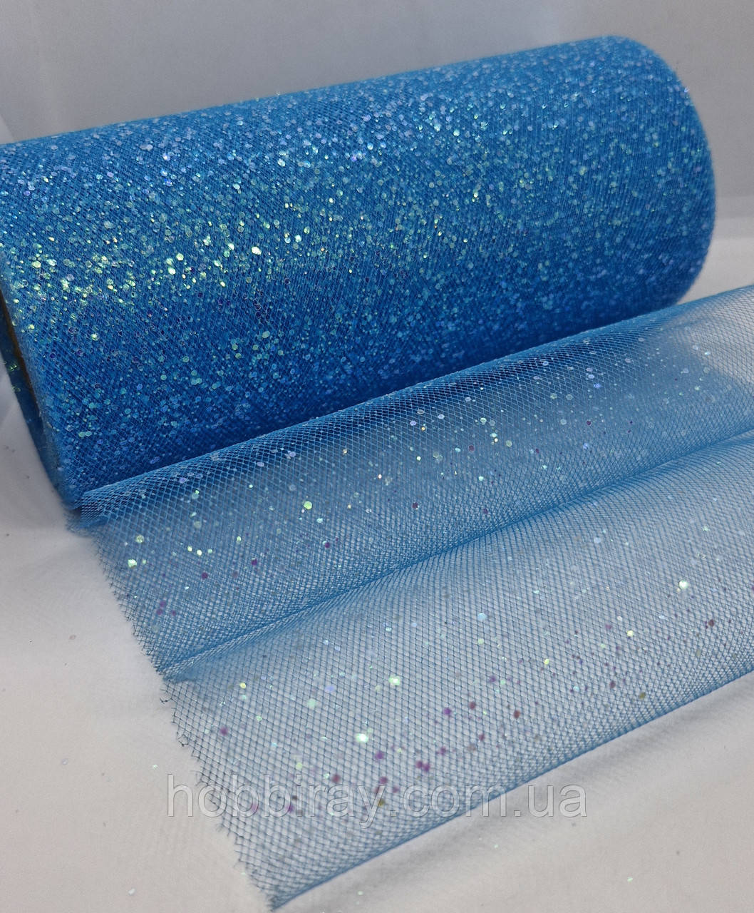 Фатин із блискітками. Блискітки хамелеон. Ширина 15 см. Довжина 1 м. Цвет блакитний., фото 1
