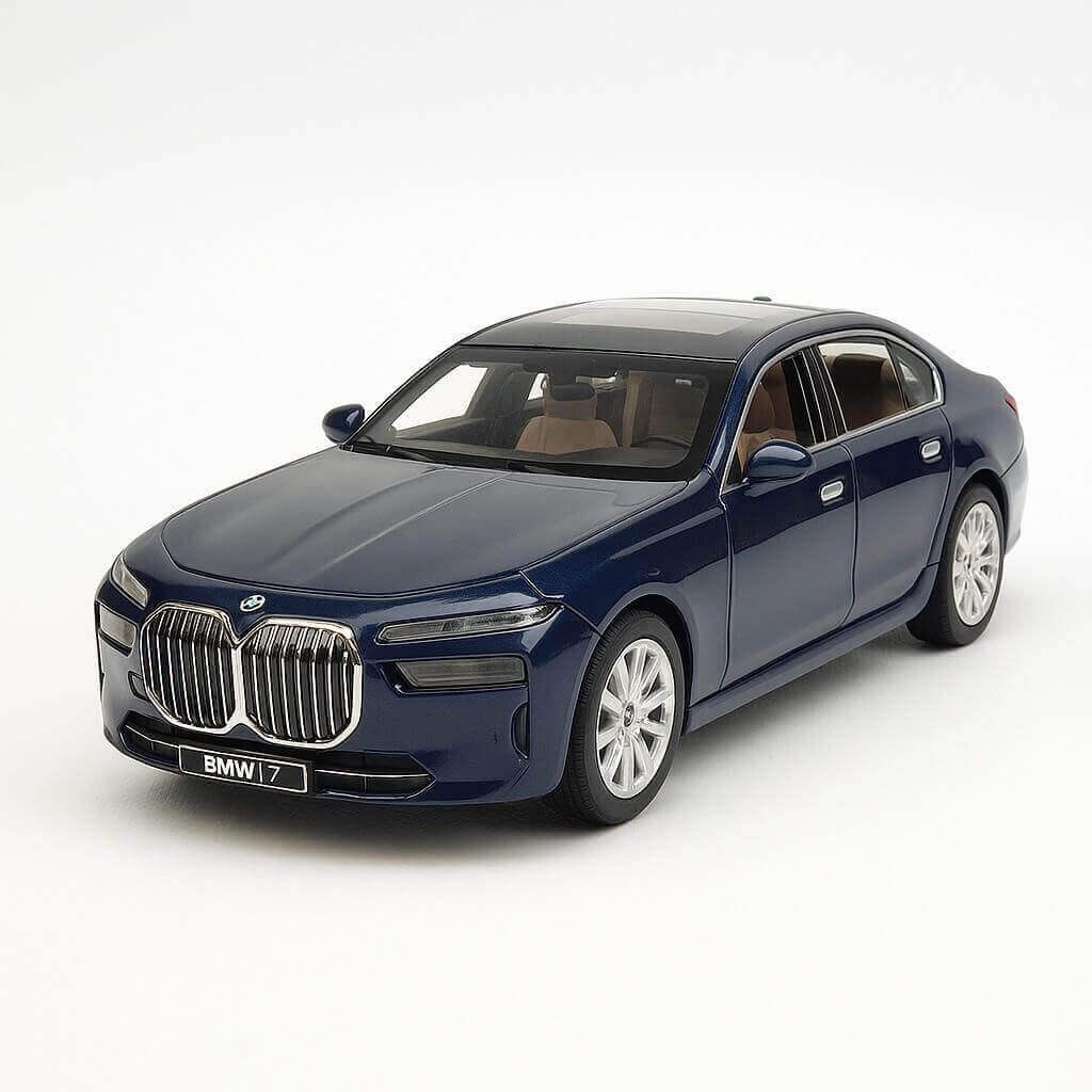 Іграшкова машина BMW i7 Автопром 1:24 — металева модель 22 см, темно-синя, світло, звук, відкриваються двері, арт. 68283A(B)-1, фото 1