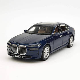 Іграшкова машина BMW i7 Автопром 1:24 — металева модель 22 см, темно-синя, світло, звук, відкриваються двері, арт. 68283A(B)-1