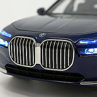 Іграшкова машина BMW i7 Автопром 1:24 — металева модель 22 см, темно-синя, світло, звук, відкриваються двері, арт. 68283A(B)-1, фото 3