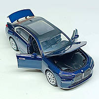 Іграшкова машина BMW i7 Автопром 1:24 — металева модель 22 см, темно-синя, світло, звук, відкриваються двері, арт. 68283A(B)-1, фото 4
