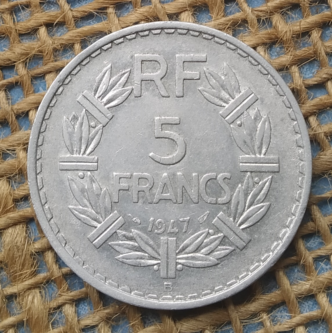 5 франкiв 1947 року. (В). Францiя, фото 1