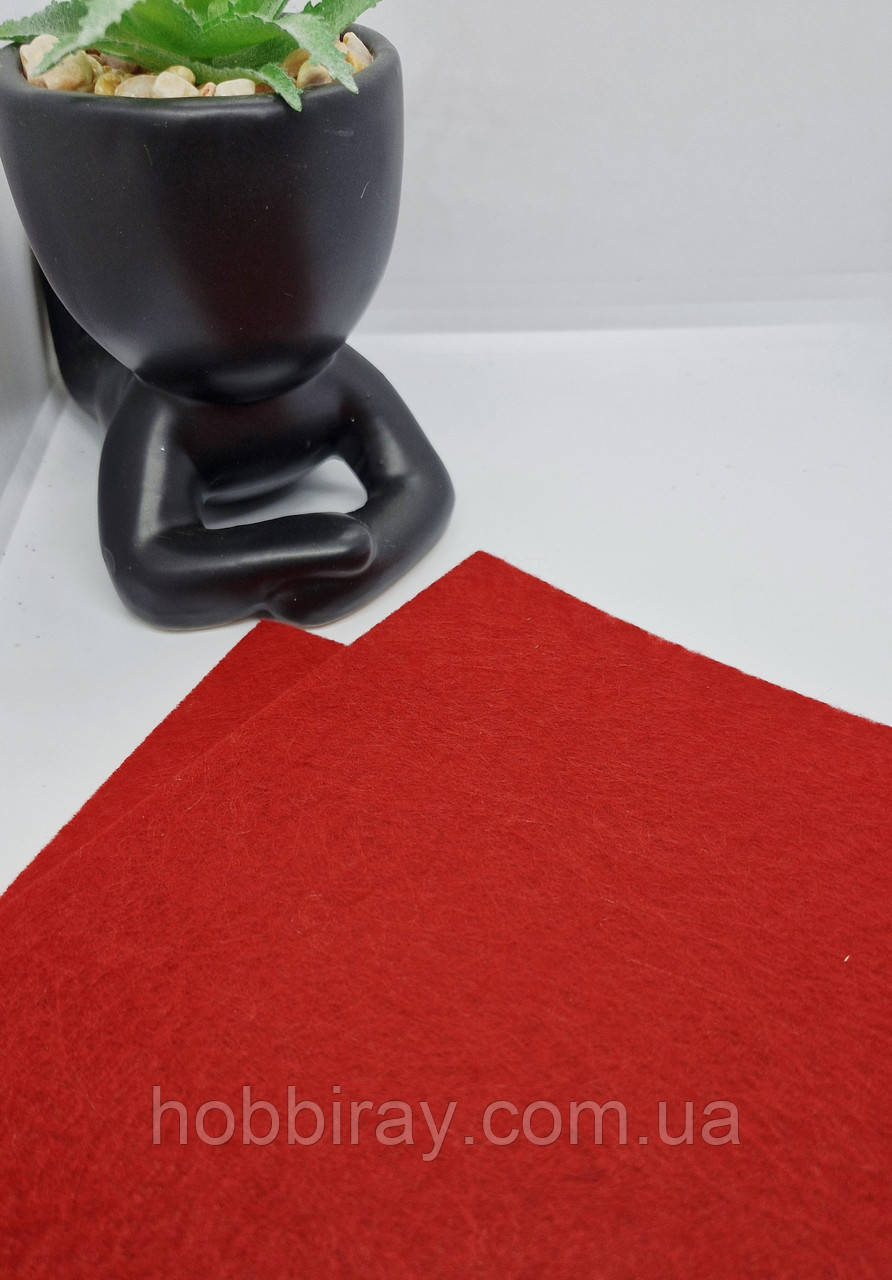 Фетр середньої жорсткості. 1 мм. 20*30см. Цвет червоний., фото 1