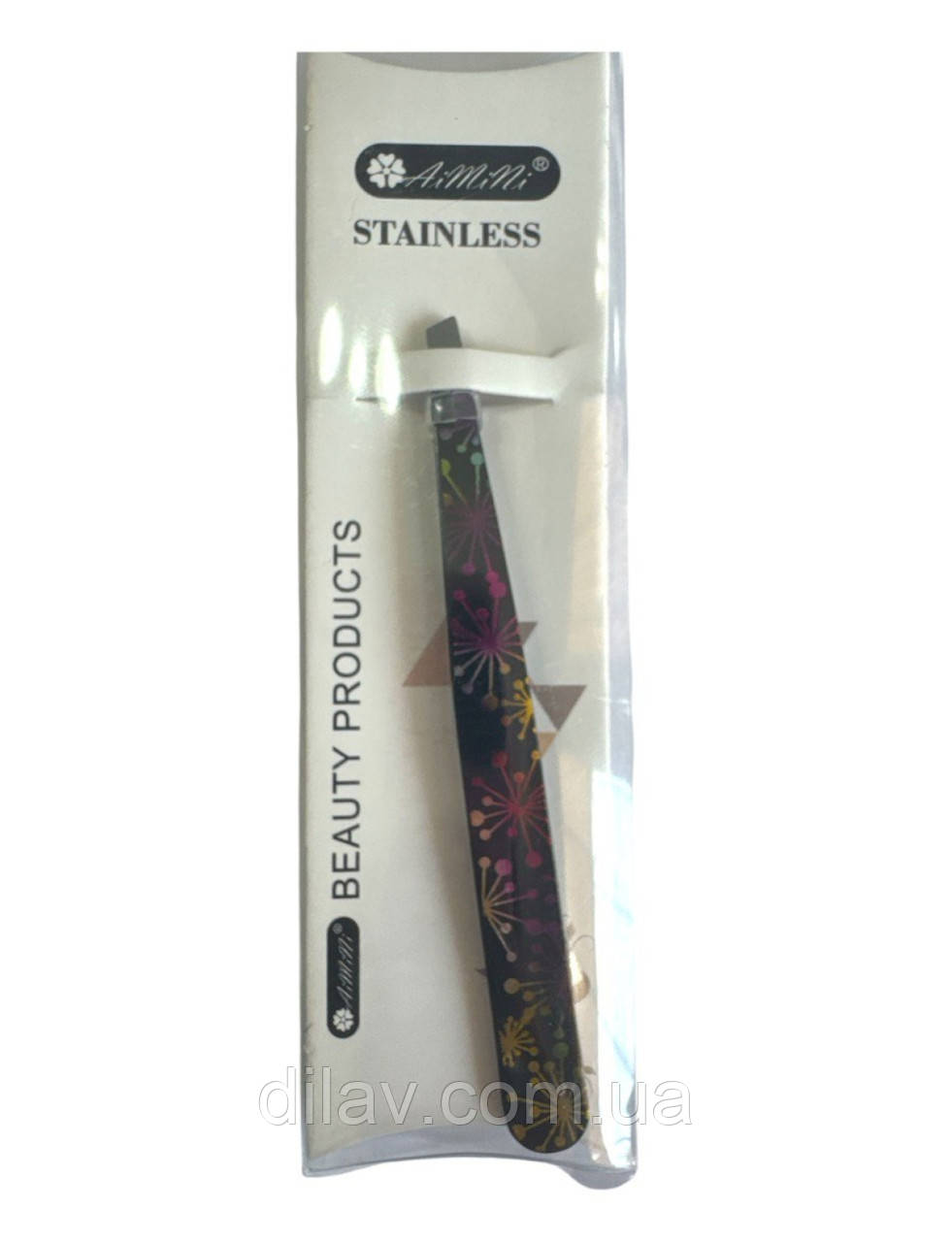 Пінцет чорний з принтом, 9.5см, фото 1