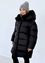 Жіночий подовжений пуховик Максі молочного кольору, фото 5