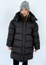 Жіночий подовжений пуховик Максі молочного кольору, фото 3