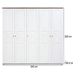 Шафа в спальню п'ятидверна Тіна SZF5D 242 см сосна каньйон та дуб сонома трюфель без дзеркала в стилі прованс