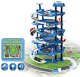 Дитячий Трек-парковка “Поліція”, 5 поверхів, автоматичний підіймач, підсвічування, звукові ефекти, металопластикові машинки, фото 4