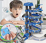 Дитячий Трек-парковка “Поліція”, 5 поверхів, автоматичний підіймач, підсвічування, звукові ефекти, металопластикові машинки, фото 2