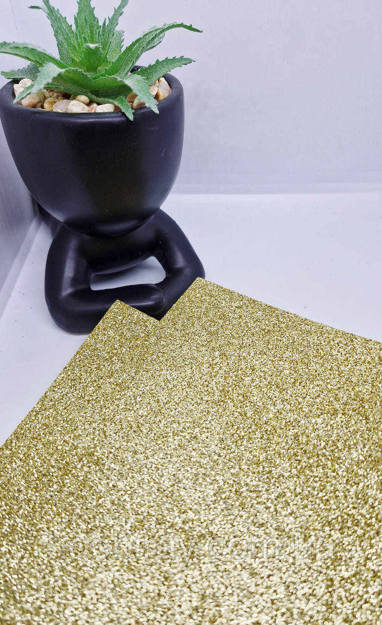 Фоамиран с глиттером. 20*30см. Колір світле золото., фото 1