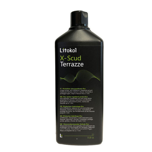 Водовідштовхувальний захисний засіб Litokol X-Scud Terrazze 1 л для терас, балконів та душових, фото 1