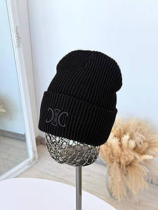 Жіноча шапка Celine лопатка (вишивка) Чорна