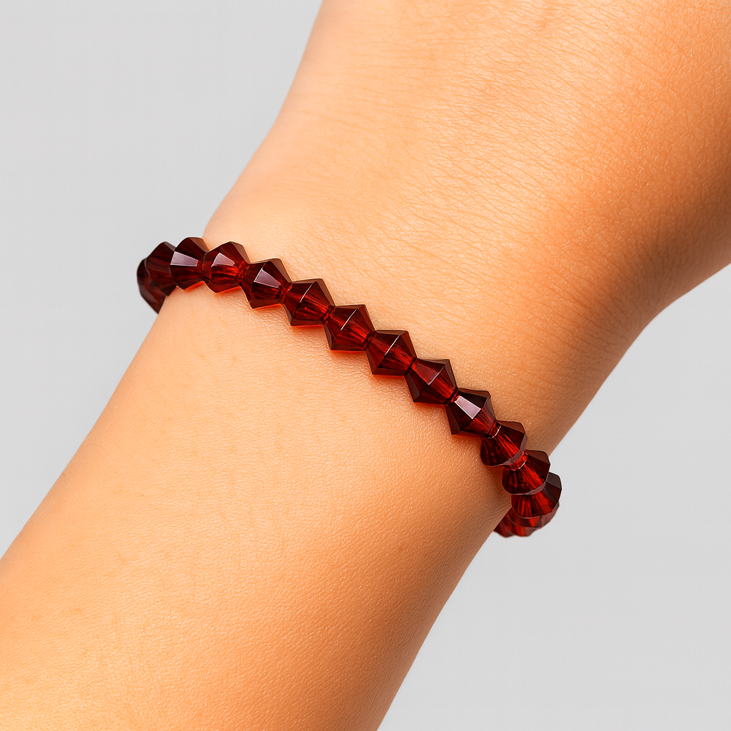 Гранат біконус браслет, 0348ТГ, фото 1