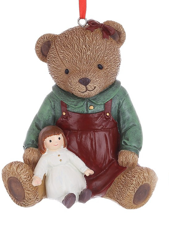 Ялинкова іграшка Ведмедик із лялькою 10,5 см, фото 1