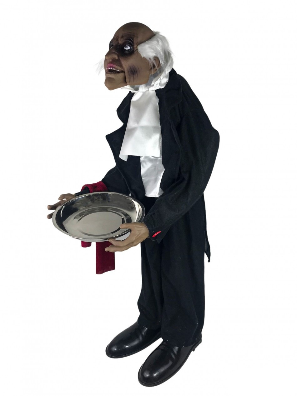 Ростова анімована фігура Дворецький зі світлом і рухом, декорація для Гелловіну та святкових вечірок