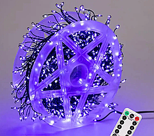 Гірлянда Роса мішура від мережі, 100 м, 2000 LED + пульт, Синій / Гірлянда на ялинку / Новорічна LED гірлянда-срібляста дріт