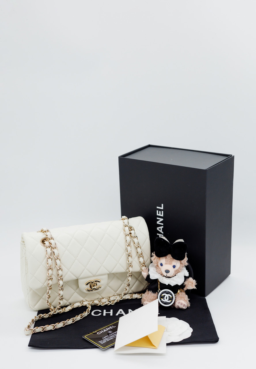 Chanel Classic 23 Flap Caviar Leather Ivory with Silver Hardware, фото 1