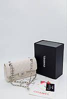 Chanel Classic 23 Flap Caviar Leather Ivory with Silver Hardware 23 см