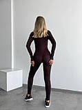 Стильний трикотажний облягаючий жіночий комбінезон шоколад 42-44, 46-48, фото 3