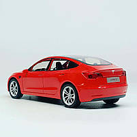 Металева машинка Автопром Tesla Model 3 1:24 — світло, звук, відкривні двері, червона, арт. AP7728-1, фото 3
